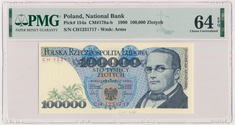 100.000 złotych 1990 - CH Formularz pomocny przy zbieraniu banknotów PRL na lite...