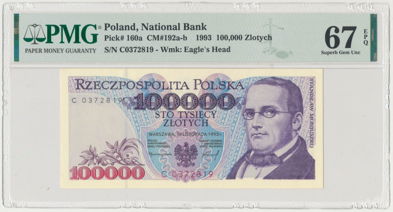 100.000 złotych 1993 - C Formularz pomocny przy zbieraniu banknotów PRL na liter...