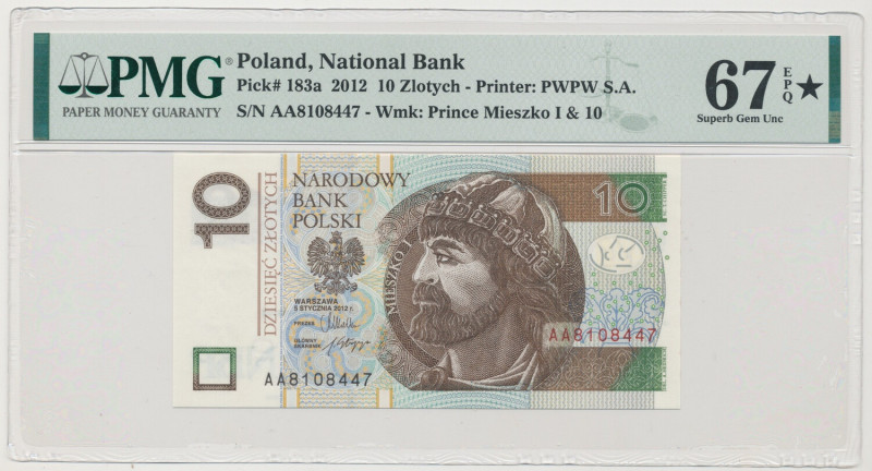 10 złotych 2012 - AA Wyśmienity stan zachowania. I mimo, że to emisja niedawna -...