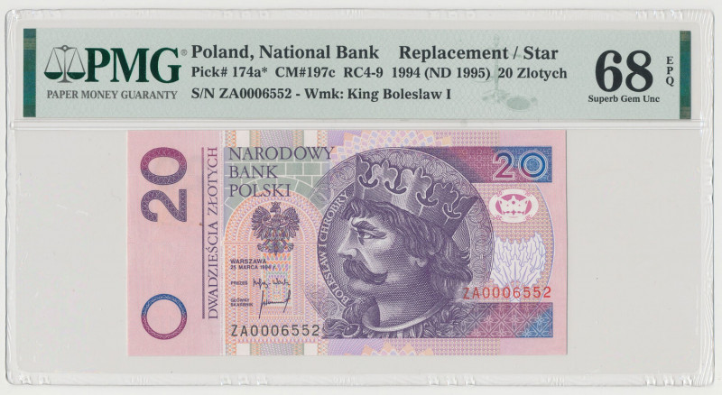 20 złotych 1994 - ZA - seria zastępcza Znakomity egzemplarz serii zastępczej.&nb...