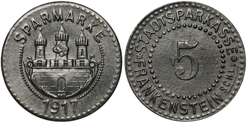 Frankenstein (Ząbkowice śląskie), 5 fenigów 1917 Żelazo

Grade: XF 

TOKEN P...