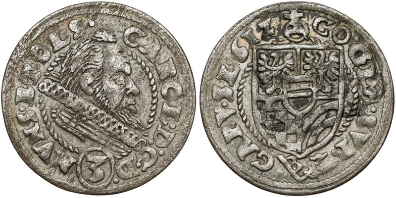 Śląsk, Karol II, 3 krajcary 1612, Oleśnica - wąska kryza Odmiana z nowym typem p...