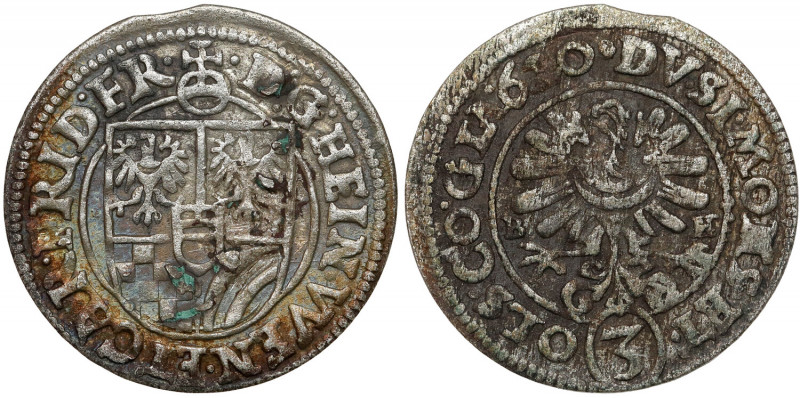 Śląsk, Henryk Wacław i Karol Fryderyk, 3 krajcary 1620 BH, Olesnica Odmiana z in...