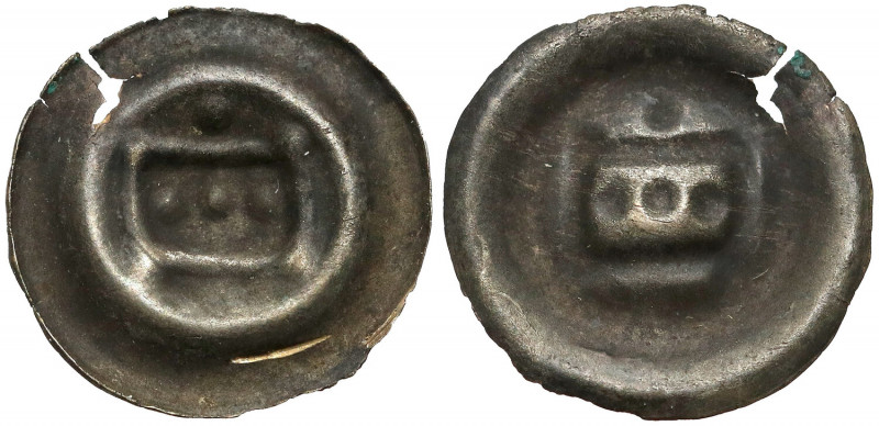 Zakon Krzyżacki, Brakteat - Prostokąt (1297-1308) Spęknany krążek. Dobrze zachow...