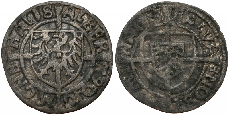 Zakon Krzyżacki, Albrecht Hohenzollern, Grosz Królewiec 1523 Bardzo ciemna patyn...