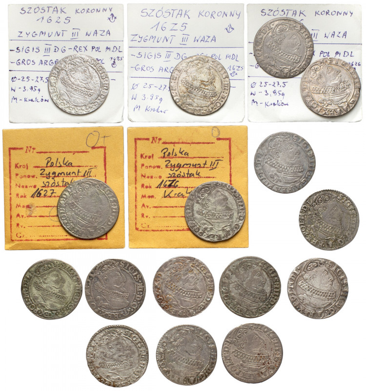 Szóstaki koronne Zygmunta III - zestaw (16szt) Ładny zestaw szóstaków z lat 1624...