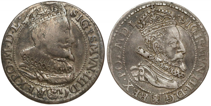 Szóstaki malborskie Zygmunta III - 1596 i 1599 - zestaw (2szt) Szóstak 1596 ze ś...