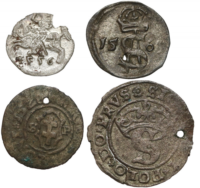 Zygmunt I i Zygmunt II, od denara do szeląga 1528 - 1569 (4szt) Rzadsze monety w...