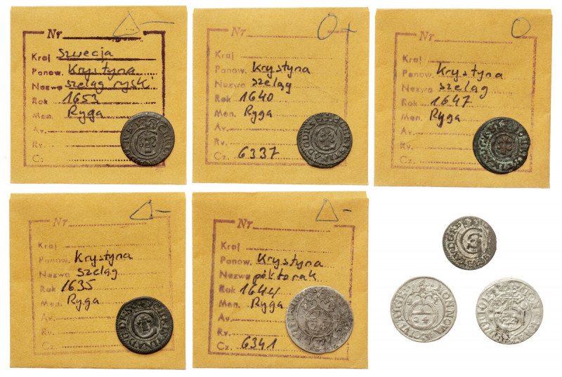 Zygmunt III, Szwedzka okupacja Rygi, Szelągi i półtoraki 1620-53, zestaw (8szt) ...