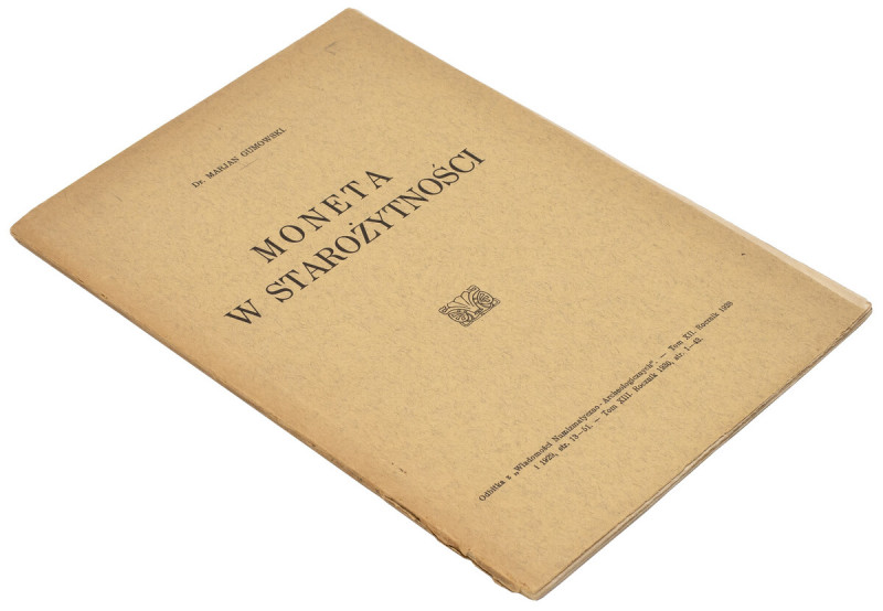 Moneta w starożytności, Gumowski Nadbitka zbiorcza z WNA 1928-29 i 1930 w forma ...