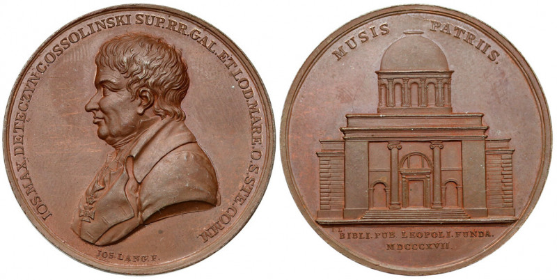 Medal, Otwarcie biblioteki Ossolińskich we Lwowie 1817 Medal wybity dla upamiętn...