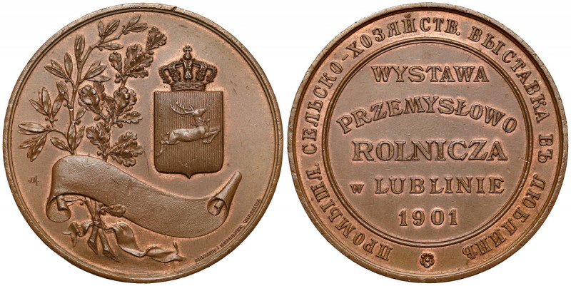 Medal Wystawa Przemysłowo Rolnicza w Lublinie 1901 Brąz, średnica 55,3 mm, waga ...