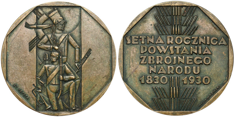 Medal 100. rocznica Powstania Listopadowego 1930 (Repeta/Wabiński) Mocny, ciemny...