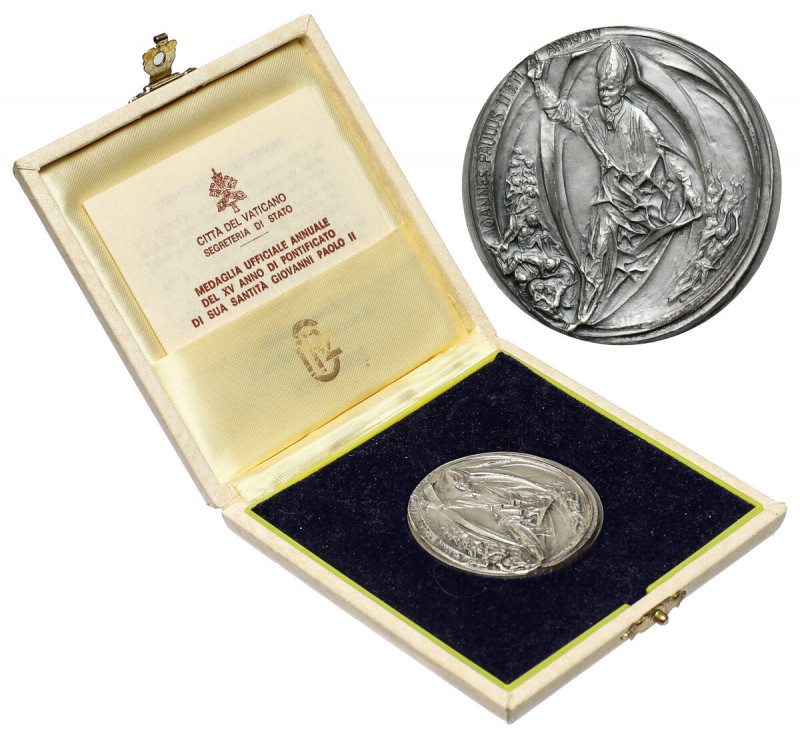 Medal, Jan Paweł II, Anno XV - CATECHISMUS ECCLESIAE CATHOLICAE Coroczny medal w...