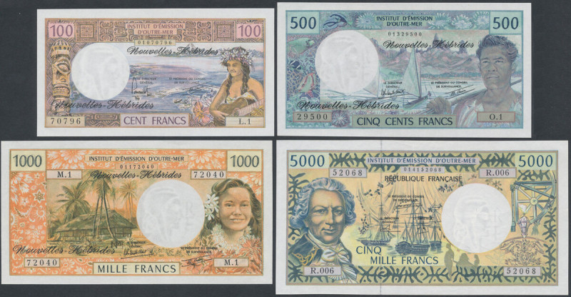 New Hebrides, 100 - 5.000 Francs (4pcs) 5.000 francs st.2, pozostałe bankowe&nbs...