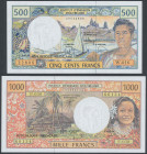 Francuskie terytoria Pacyfiku, 500 i 1.000 Francs (1992-96) - zestaw (2szt)