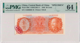 China, 20 Cents 1946 - SPECIMEN - 1A000000