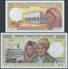 Comoros, 500 & 5.000 Francs (1984-94) - set of 2 pcs