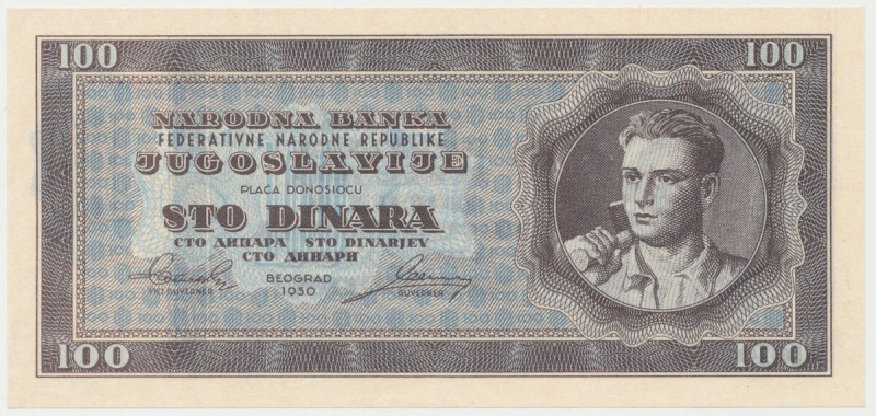 Jugosławia, 100 Dinara 1950 Zagięcie pionowe.&nbsp; 
Reference: Pick 67V
Grade...