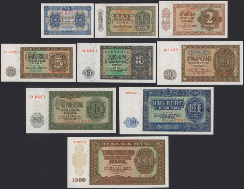 Germany, DDR 50 pfg - 1.000 mk 1948 (9pcs) Reference: Rosenberg 339-347, Pick 8-...