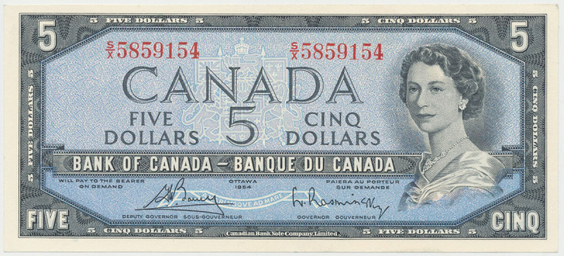 Canada, 5 Dollars 1954 Podpisy: Bouey&nbsp;& Rasminsky.
Reference: Pick 77c
Gr...