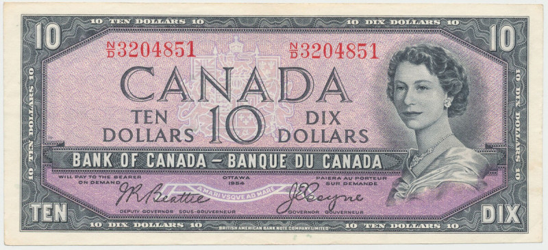 Canada, 10 Dollars 1954 Podpisy: Beattie & Coyne.
Reference: Pick 79a
Grade: X...