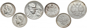 Rosja, Mikołaj II, 50 kopiejek i rubel 1900-1913 (3szt)