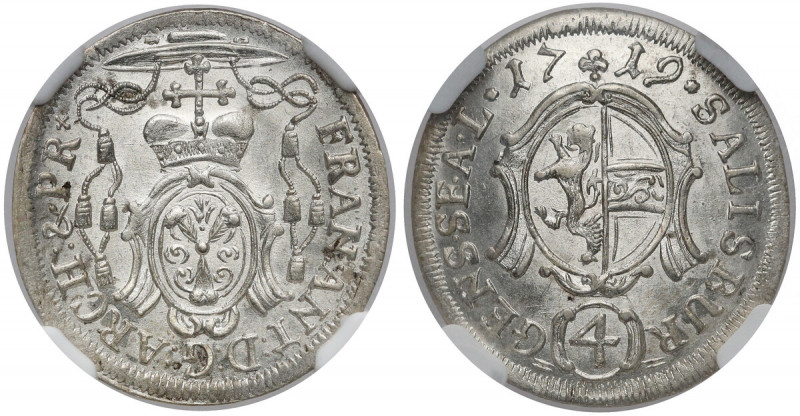 Austria, Salzburg, 4 krajcary 1719 - MENNICZE 
Grade: NGC MS65 

WORLD COINS ...