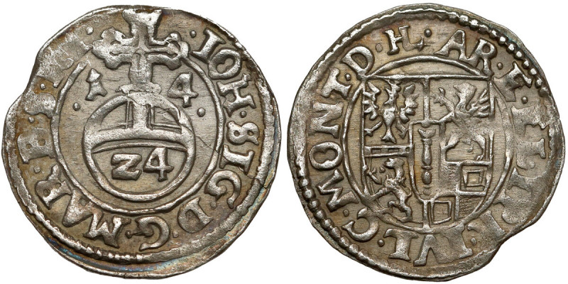 Brandenburg-Preussen, Johan Sigismund, 1/24 taler 1614 Bita pękniętym stemplem. ...