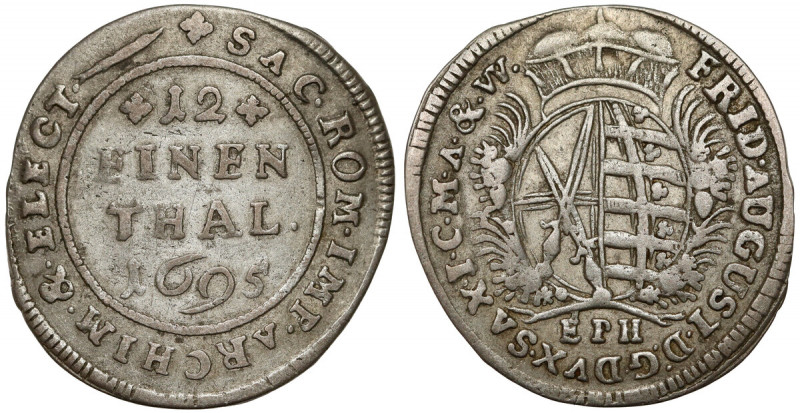 Saschen, Friedrich August, 1/12 taler 1695 EPH, Leipzig Pierwszy typ lipskich dw...