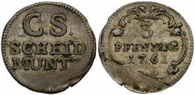 Saschen, Friedrich August II., 3 Pfennig 1761