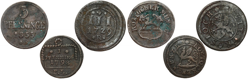 Rostock, 1 - 3 pfennig 1729-1855 - lot (3szt) 
Grade: F-VF 

WORLD COINS - GE...