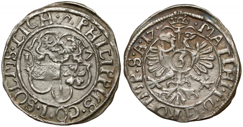 Solms-Lich, Philipp Reinhard I., 3 Kreuzer 1617 
Grade: XF 

WORLD COINS - GE...