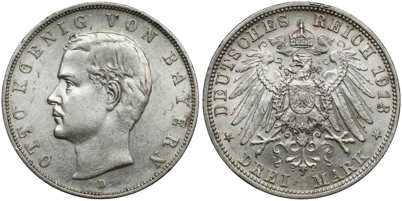 Bayern, 3 mark 1913-D Reference: Jaeger 47
Grade: XF 

WORLD COINS - GERMANY