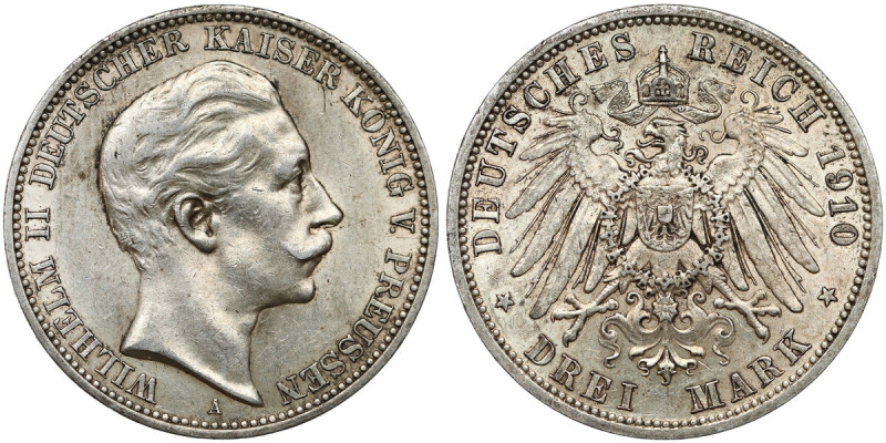 Preussen, 3 mark 1910 A Reference: Jaeger 103
Grade: XF 

WORLD COINS - GERMA...