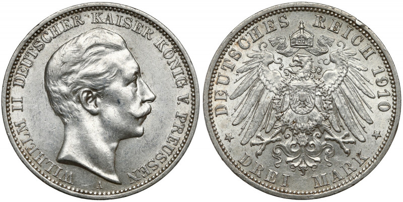 Preussen, 3 mark 1910 A Reference: Jaeger 103
Grade: XF- 

WORLD COINS - GERM...