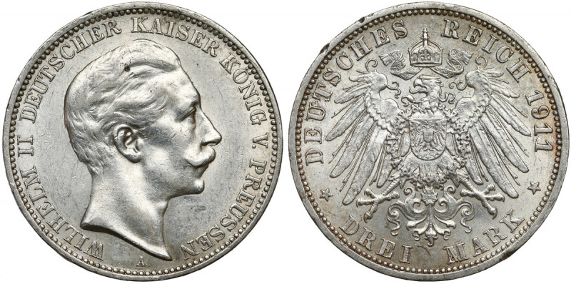 Preussen, 3 mark 1911 A Reference: Jaeger 103
Grade: XF 

WORLD COINS - GERMA...