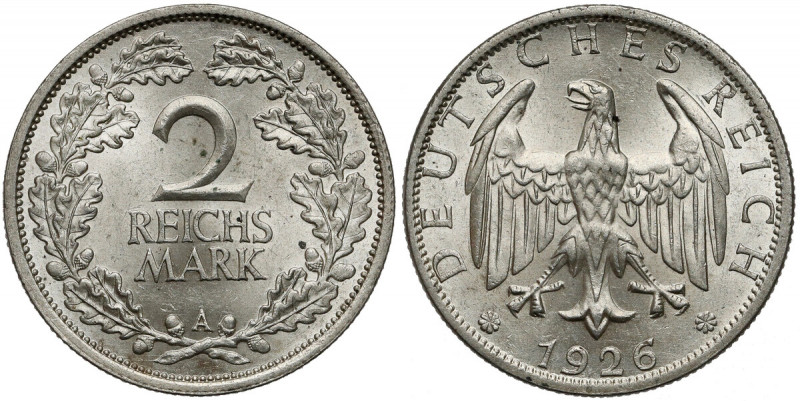 Weimar, 2 mark 1926 A Reference: Jaeger 320
Grade: UNC 

WORLD COINS - GERMAN...