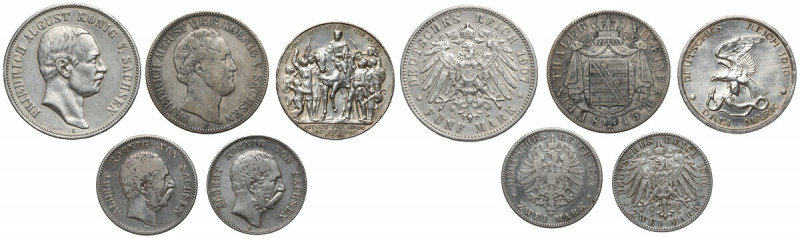 Niemcy, od 2 mk do talara 1877-1913 (5szt) 
Grade: VF-/XF 

WORLD COINS - GER...