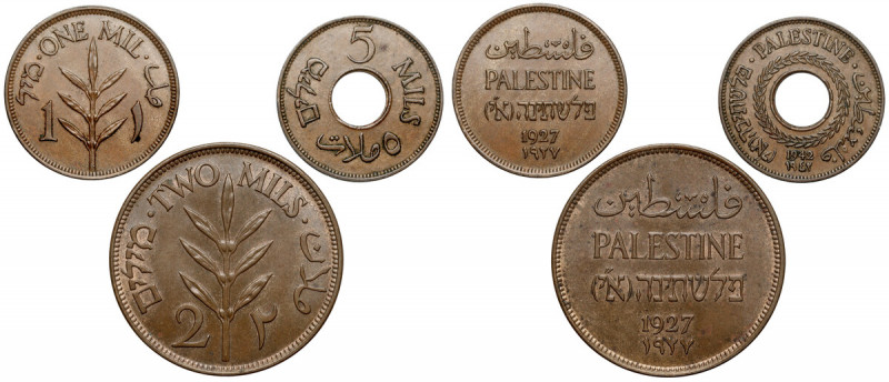 Palestyna, 1, 2 i 5 mills 1924-1942 (3szt) 
Grade: XF+ 

WORLD COINS - ASIA P...