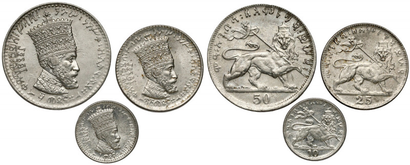 Etiopia, Haile Selassie I, od 10 do 50 Matonas 1931 - zestaw (3szt) Z zauważalny...