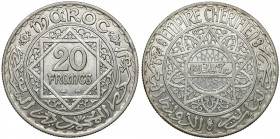 Maroko, Mohammed V, 20 franków AH1347 (1929)