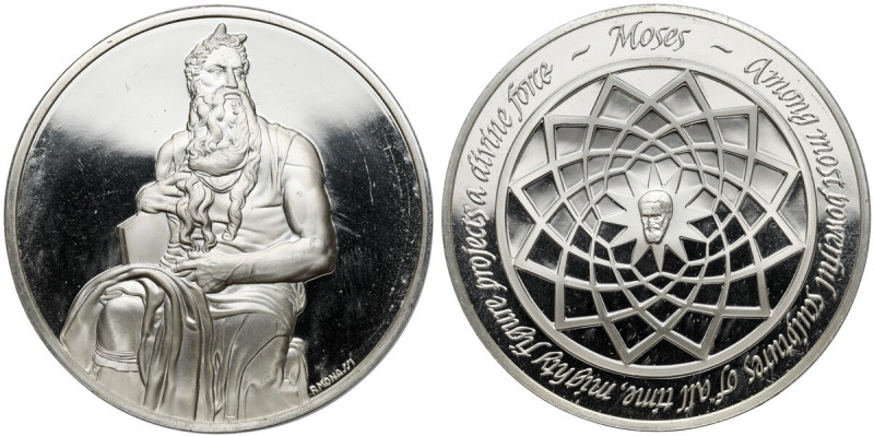 USA, Medal, The Genius of Michelangelo - Franklin Mint, Mojżesz Sygnowany P. MON...