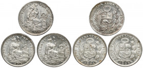 Peru, 1/2 dinero 1890-1906 (3szt)