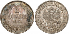 Finlandia / Rosja, Mikołaj II, 2 marki 1865