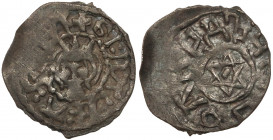 Litwa, Olgierd (Algirdas) Giedymowicz (1345-1377), Denar - głowa / heksagram - UNIKAT R*