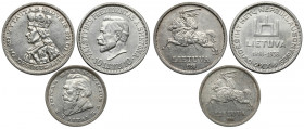 Litwa, 5 i 10 litu 1936-1938 (3szt)