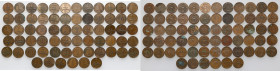 Łotwa, 1 santims, różne roczniki - duży zestaw (66szt)