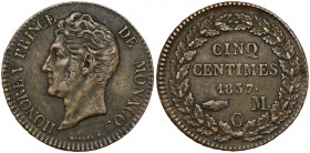 Monako, Honoré V, 5 centimes 1837 MC