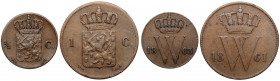 Niderlandy, od 1/2 do 1 centa 1861-1863, zestaw (2szt)